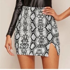 Snake Skin Mini Skirt Cut Out Side Slit Large Cute Sexy Dress Animal Print